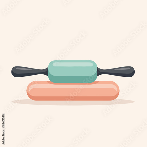 Massage roller and foam roller fitness equipment. Self-care and muscle recovery concept. Minimalist flat design graphic