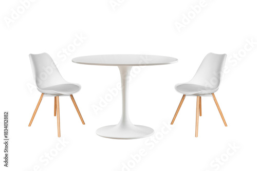 white table and chairs isolated on a white background