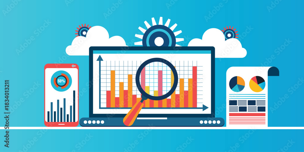 Naklejka premium Data analysis and business growth concept