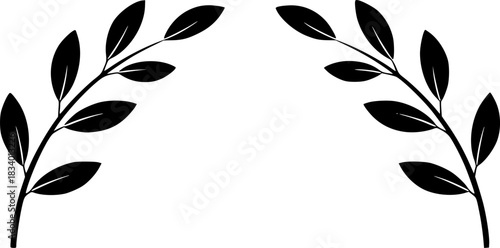 Laurel Wreath Botanical Silhouette Vector Ornament