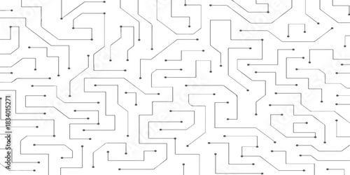 Seamless technology circuit board pattern vector illustration design texture. Motherboard digital abstract background with various tech concept circuit board design, geometric grid patterns.