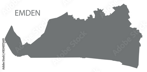 Emden city map with boroughs grey illustration silhouette shape
