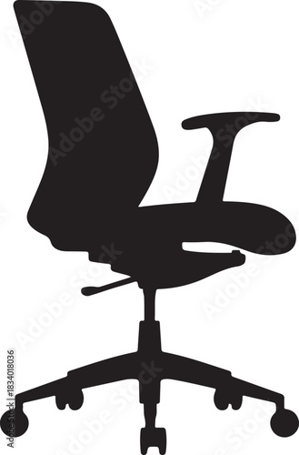 Silhouette of a modern ergonomic office chair on a white background