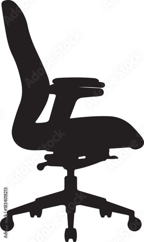 Silhouette of a modern ergonomic office chair on a white background