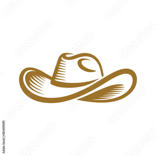 Vintage Western Cowboy Hat Emblem Design