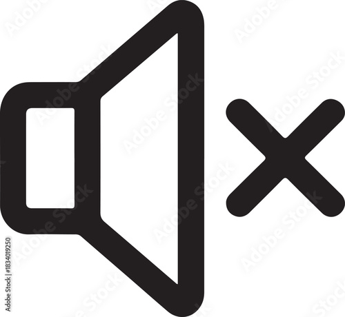Mute vector icon representing sound off or volume disabled for user interface and web applications