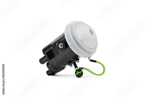 Underwater strobe with diffuser isolated on white background    
