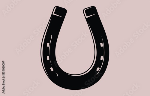 Detailed black horseshoe vector illustration classic rustic design lucky charm symbol wild west icon western emblem traditional object simple equestrian accessory