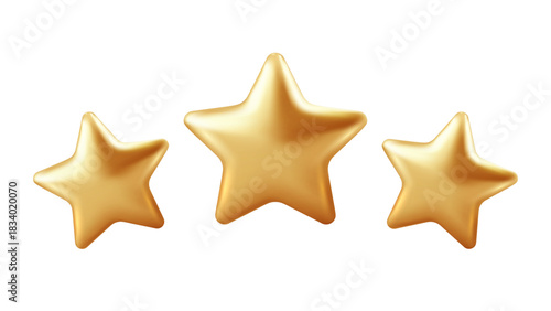 Three Golden Star Icons For Awards Celebration And Recognition Modern Design Vector Illustration Background