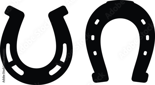 Horseshoe vector icon set black illustration isolated on transparent background good luck charm blacksmith accessory horse care equipment