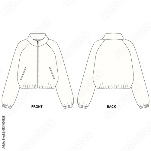 Billede på lærred illustration of a fashionable windbreaker jacket, front and back views