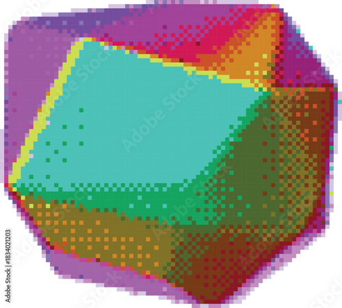 Colorful diamond pixel art vector icon, retro 8 bit video game shiny gem stone, dazzling crystal glass jewelry treasure