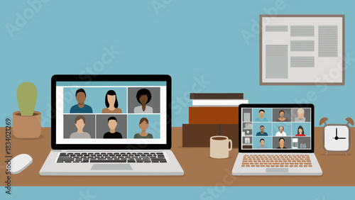 vector illustration of a laptop with icons