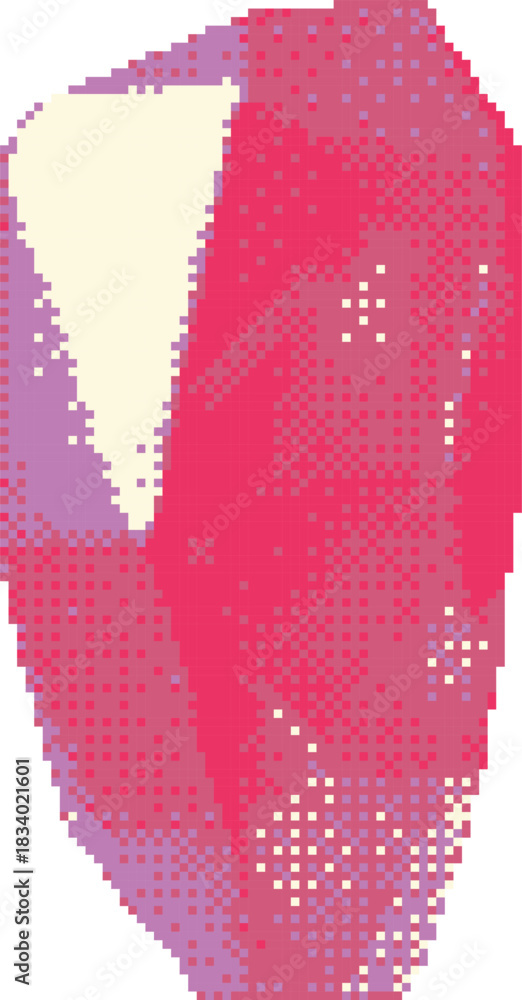Fototapeta premium Pixel pink crystal, gemstone, 8-bit game interface icon.