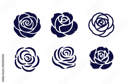 Rose buds floral collection set. isolated flower symbol design. simple roses icons bundle concept