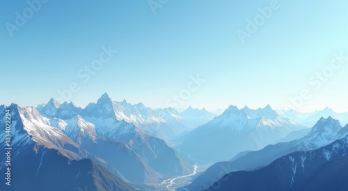 Wallpaper Mural Mountains with snow on them and a river running through them Torontodigital.ca