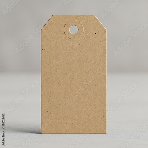Minimalist rectangular brown paper tag with reinforced round hole design