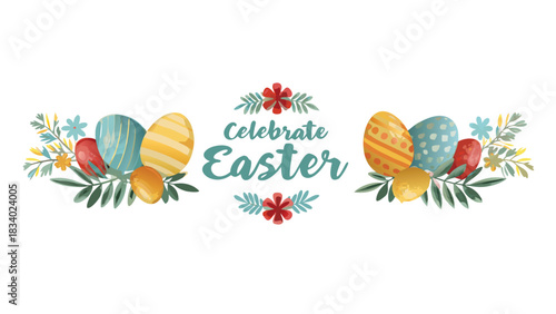 Celebrate easter with beautifully decorated eggs and floral arrangements perfect for spring holidays and festive greetings
