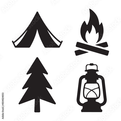 Bonfire burning wood campfire flame illustration design