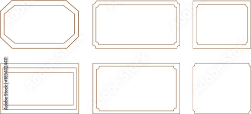 Antique gold picture frames collection border design set isolated on white wall background