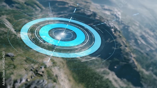 AI-powered radar systems visualizing incoming aerial threats in 3D holographic displays with predictive trajectory mapping, representing advanced radar technology, autonomous threat detection, and