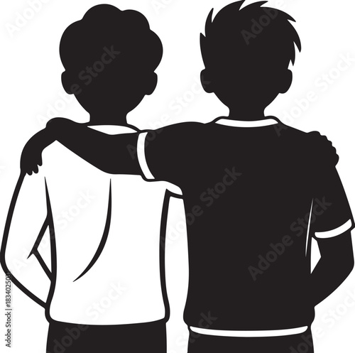 Friendship Illustration – Two People with Arm Around Each Other