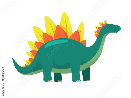 Stegosaurus dinosaur. Flat vector clipart, illustration with isolated background.