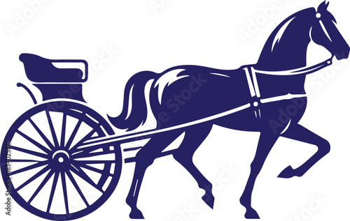 Vintage Horse Carriage Silhouette in Classic Elegant Style