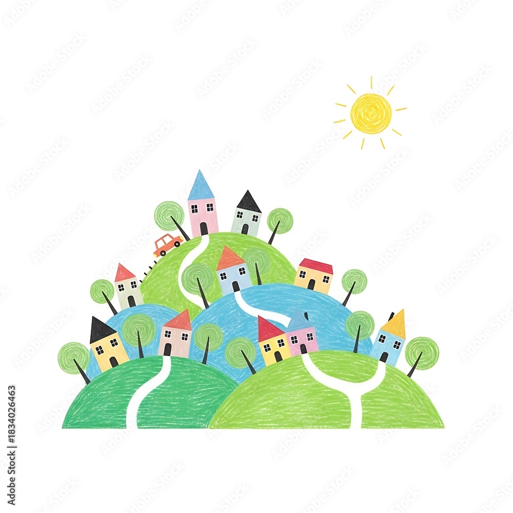 Obraz premium Village hillside scene
