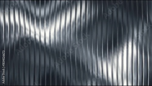 Futuristic Silver Gradient Glow with Metallic Light Blending Through Ribbed Glass Texture for Modern Fractal Background and Chrome Elegance. Video