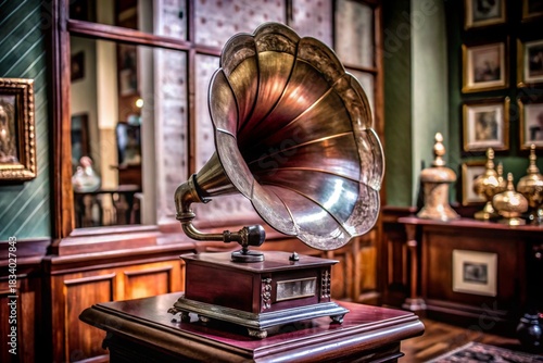 Antique Gramophone Phonograph Record Player Vintage Interior Decoration Classic Nostalgia