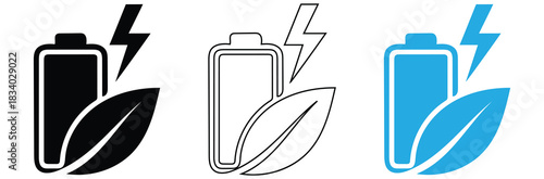 Go green save energy with eco friendly battery power,Eco friendly battery icon with leaves,Eco Battery Leaf Power Energy Nature Black and white Icon Design