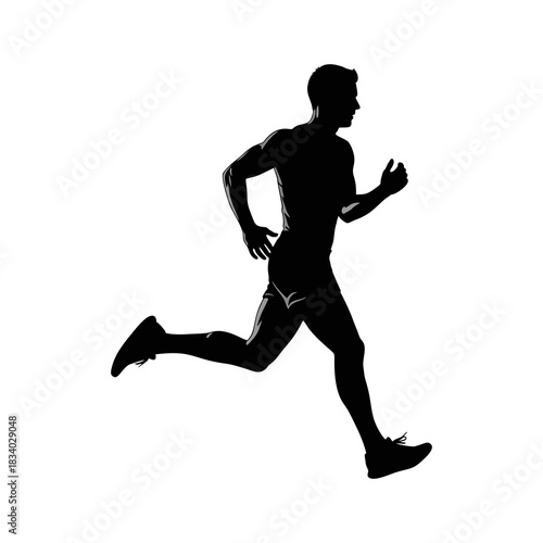 silhouette of a man jogging against a white background