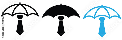 Business protection concept with umbrella and necktie,Umbrella icon set.umbrella icon. Umbrella symbol collection. Umbrella icon.Umbrella logo vector icon template Illustration design