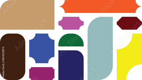Abstract geometric collage: vibrant shapes with rounded corners