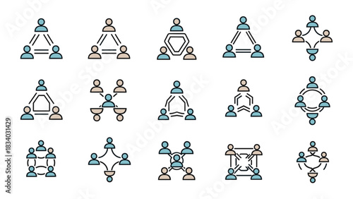Organization structure chart and network diagram illustration for business management and team hierarchy design