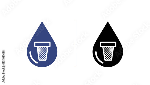 Water filter icon vector illustration clean purification liquid filtration system plumbing symbol design