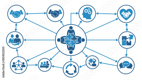 Visual representation of teamwork collaboration and partnership for business success and company growth strategy