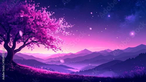 Sakura Bloom Serenity: A Mesmerizing Time-Lapse of Cherry Blossoms in a Dreamy Landscape