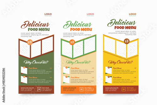 Restaurant menu rollup banner template