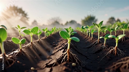 green plant growing in soil