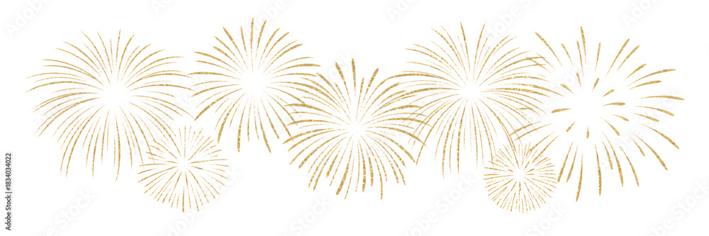 Obraz premium Golden new year celebration fireworks display vector illustration festive party event background 100char