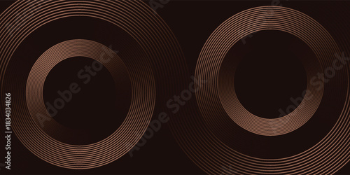 3D brown lines techno abstract background overlap layer on dark space with circles shapes effect decoration. Modern graphic design element stripes style concept for web banner, card, modern design