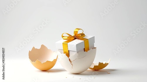 A Gift's Emergence: Captivating Imagery of a Present Hatching From a Broken Egg, Stunning