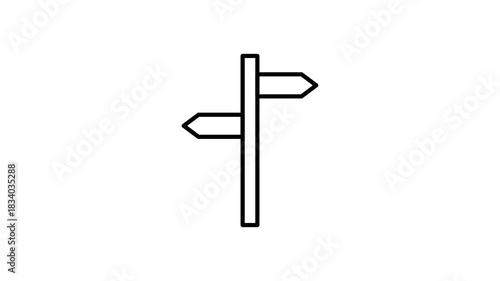 A directional sign with arrows pointing left and right, indicating two possible paths or choices.
