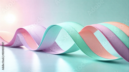 Soft Pastel Vaporwave Flowing 3D Ribbon Art
