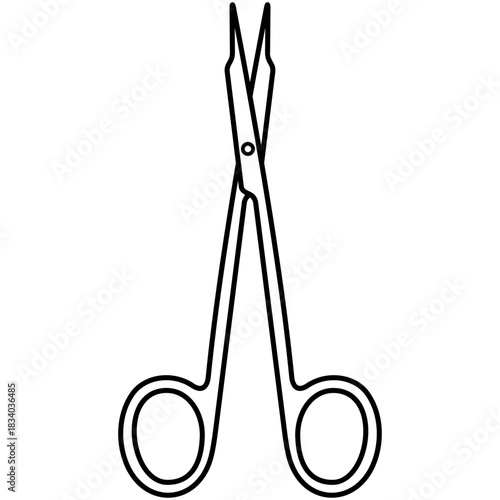 Tenotomy scissors. Surgical instrument. Vector outline icon.
