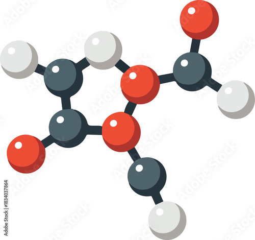 Vector illustration of a molecule displaying its atomic structure and chemical bonds for scientific concepts.