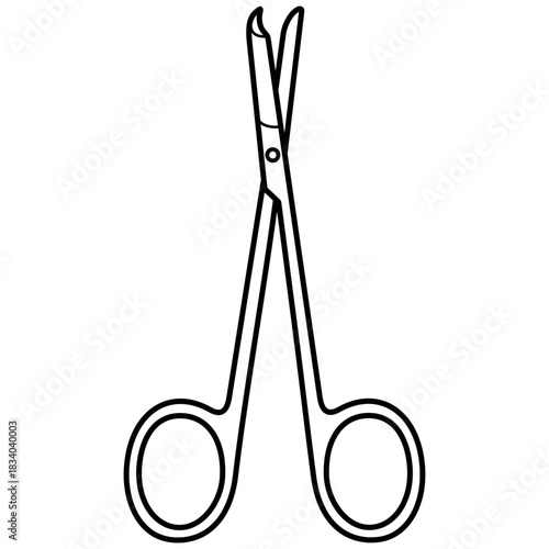 Littauer suture scissors. Surgical instrument. Vector outline icon.