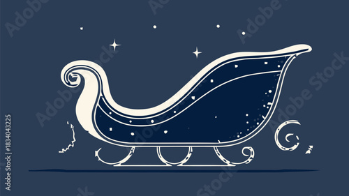Elegant Christmas sleigh design with stars creates a festive, enchanting holiday spirit for winter promotions
